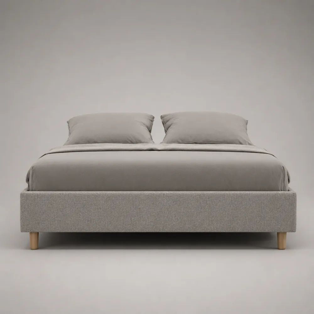 Stauraumbett Polsterbett mit Lattenrost und Bettkasten, Polyester, Hellgrau/Natur, Liegefläche 160 x 200 cm, Gesamtmaß 168 x 208 x 35 cm