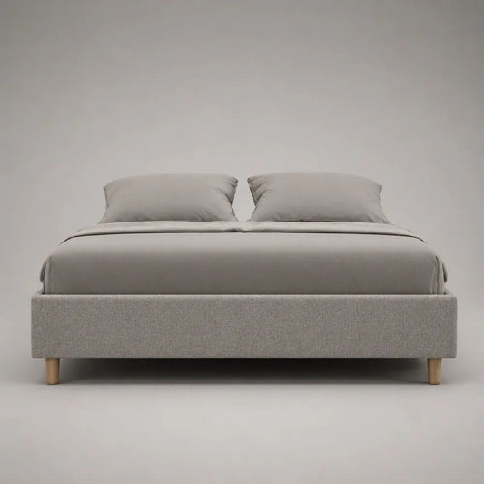 Stauraumbett Polsterbett mit Lattenrost und Bettkasten, Polyester, Hellgrau/Natur, Liegefläche 160 x 200 cm, Gesamtmaß 168 x 208 x 35 cm